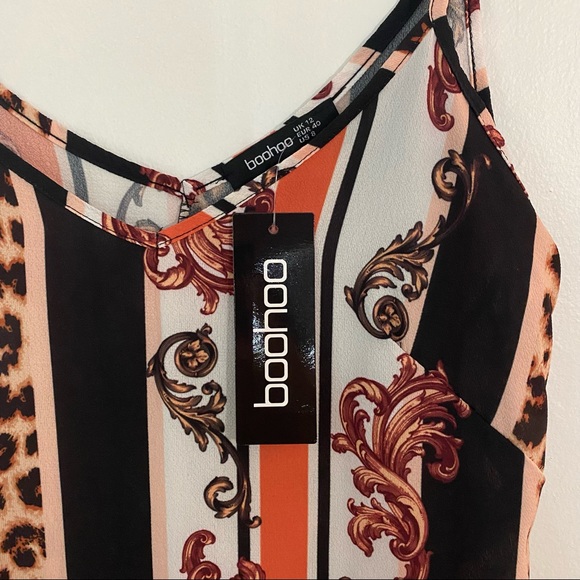 NWT boohoo slip dress cheetah print orange gold - Picture 6 of 6